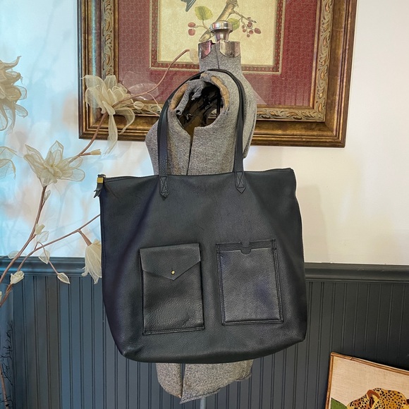 Madewell The Transport Satchel Top Zip with Pockets in Black Leather ❤️🎀 - Picture 1 of 11